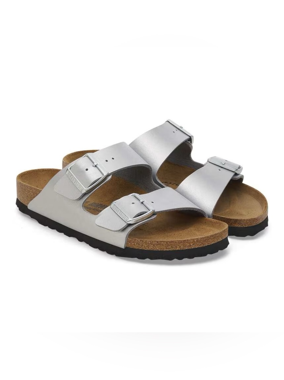 Birkenstock | Arizona Slide Sandal In Silver Leather Size 38 NEW